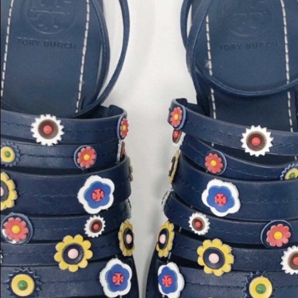 Tory Burch Floral Marguerite Flat Sandals Size 9 - Picture 6 of 10